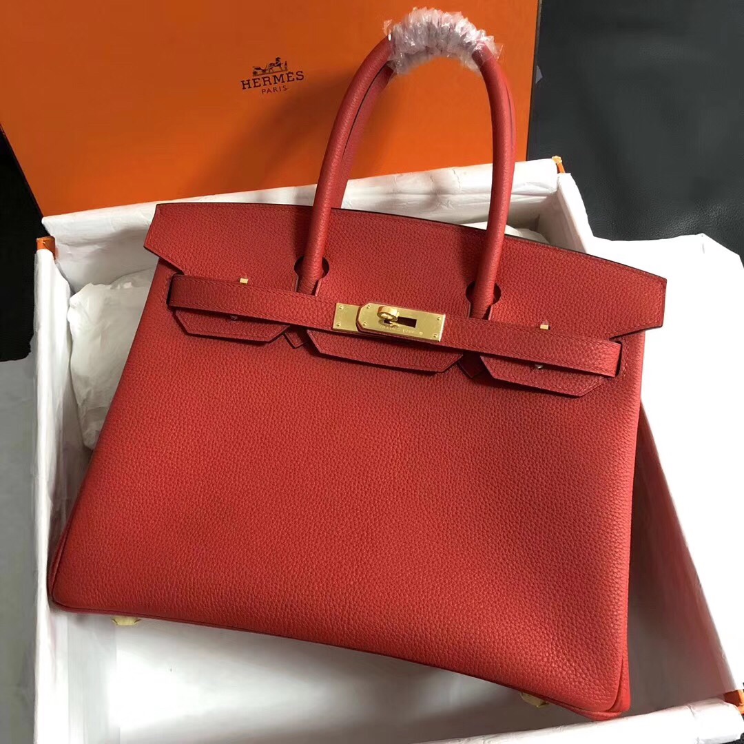 Hermes Birkin 35CM Togo Leather Handbag Red